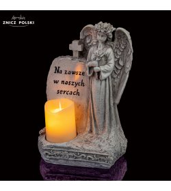 Figurka nagrobna aniołka LED "Na zawsze w naszych sercach" 3 / 20 / XLT