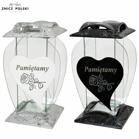 CZARA SERCE PAMIĘTAMY - elegancki nowoczesny znicz z motywem serca