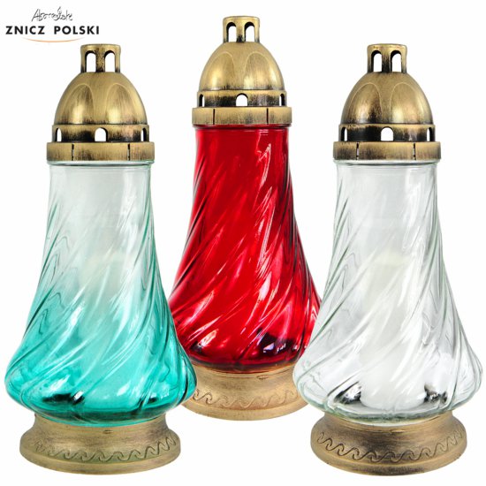 F71 - prosty tradycyjny znicz szklany w trzech kolorach