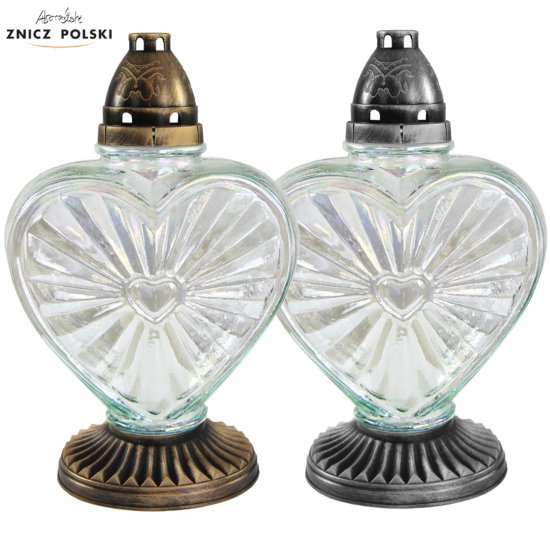 SE9 - znicz serce szkło tęczowe wkład wymienny 