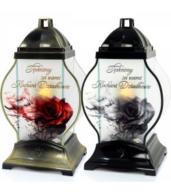 Znicz GLASS KULA RÓŻA DZIADKOM