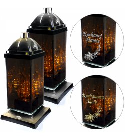 Znicz GLASS KWADRAT 3D LUSTRO ( +  opcje z dedykacją)