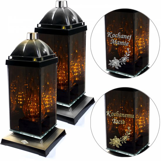 Znicz GLASS KWADRAT 3D LUSTRO (+ opcje z dedykacją)