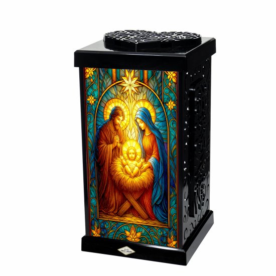 Znicz bożonarodzeniowy GRACJA czarna WITRAŻ ŚW RODZINA