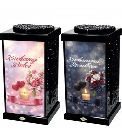 Znicz GRACJA D WSTĘGA KWIATY BABCI / DZIADKOWI czarny