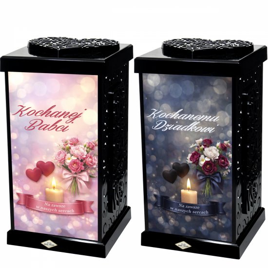 Znicz GRACJA D WSTĘGA KWIATY BABCI/DZIADKOWI czarny