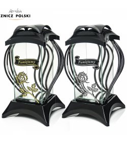 Znicz LAMPION C2 BLACK RÓŻA PAMIĘTAMY
