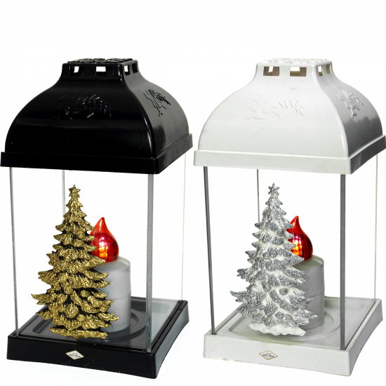 Znicz bożonarodzeniowy LAMPION KWADRAT KLASYK CHOINKA + LED