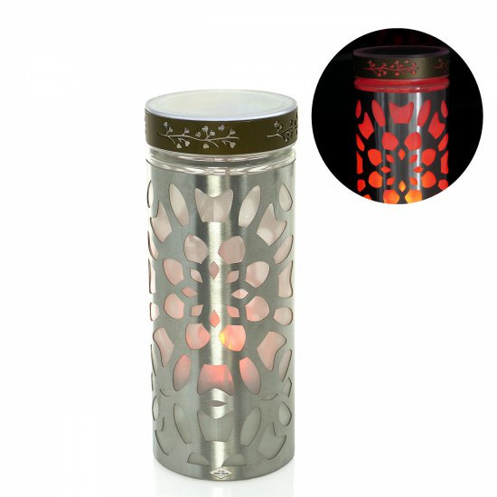 Znicz LATARENKA SOLAR  METAL SATYNA czerwony led