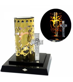 Znicz SOLAR METAL KRZYŻ RT25116 czarno-złoty