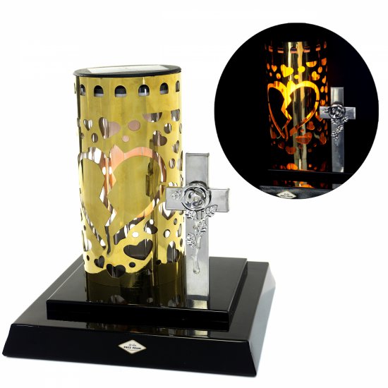 Znicz SOLAR METAL KRZYŻ RT25116 czarno-złoty